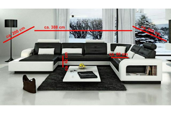 Sofa bed SOFA Suite Living landscape Corner sofa Corner sofa LEDERSOFA with USB new
