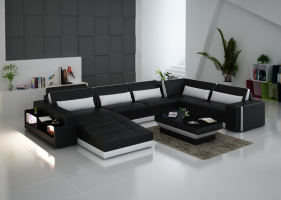 Leather sofa Couch Living landscape Corner sofa Corner Suite Design Modern Sofa G8019