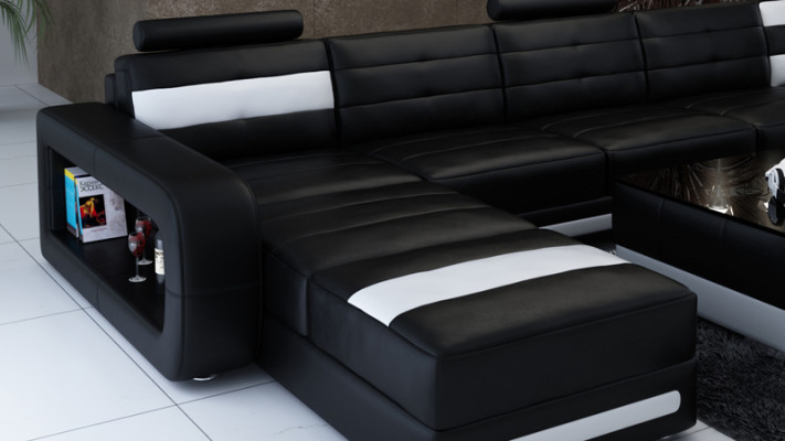 Corner sofa with ergonomic backrest and comfortable armrests