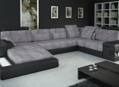 Design sofa living area corner sofa sofa couch U-shape leather textile new Bellini grey