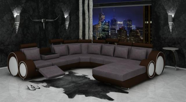 Textile SOFA XXL Living landscape Fabric COUCH BIG SOFA POLSTERECKE Corner sofa new