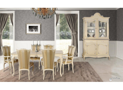 Table Set Suite Dining table 6 Chairs Luxury Style Furniture 8-piece Chair Group Display case