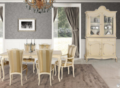 Table Set Suite Dining table 6 Chairs Luxury Style Furniture 8-piece Chair Group Display case