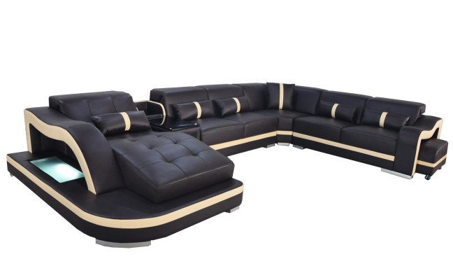 Leather Couch Upholstery Seat Living landscape Modern Corner Suite Sofa U-shape Design