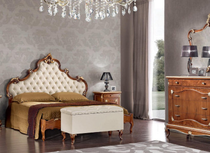 Bedroom Complete's Set Bed 2x Bedside table Chest of drawers Mirror Armchair 6pcs Italy