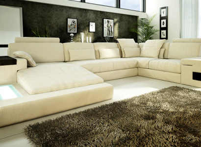 Leather sofa Designer Sofa U-shape Living landscape Couch Upholstery Corner sofa Suite new