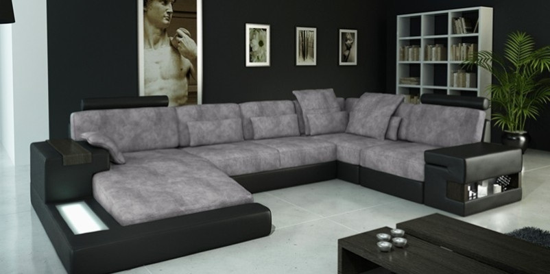 Leather sofa Upholstery Corner sofa Suite Living landscape Leather sofa Design Couch new