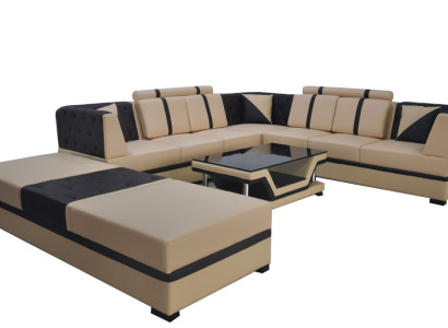 Leather Corner Sofa Couch Upholstery Seat Living Landscape Modern Design Furniture
