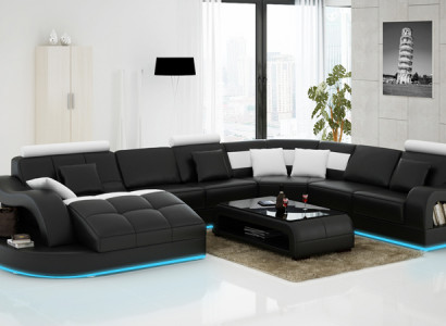Leather sofa Couch Living landscape Corner sofa Corner Suite Design Modern Sofa L6015B