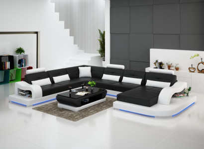 Leather sofa Couch Living landscape Corner sofa Eck Suite Design Modern Sofa G8005 new