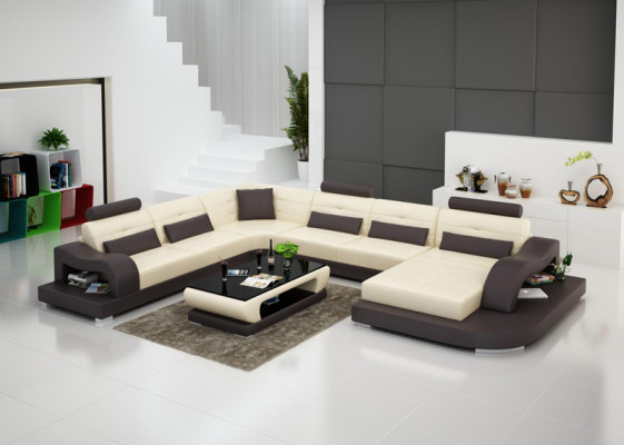 Leather sofa Couch Living landscape Corner sofa Eck Suite Design Modern Sofa G8005 new