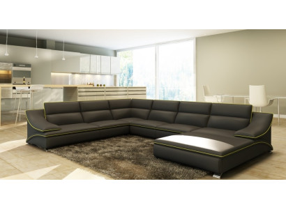 Corner sofa with USB Leather sofa Upholstery Living landscape Couch Sofa Corner suite U-shape