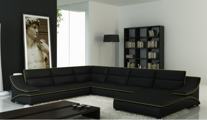 Corner sofa with USB Leather sofa Upholstery Living landscape Couch Sofa Corner suite U-shape