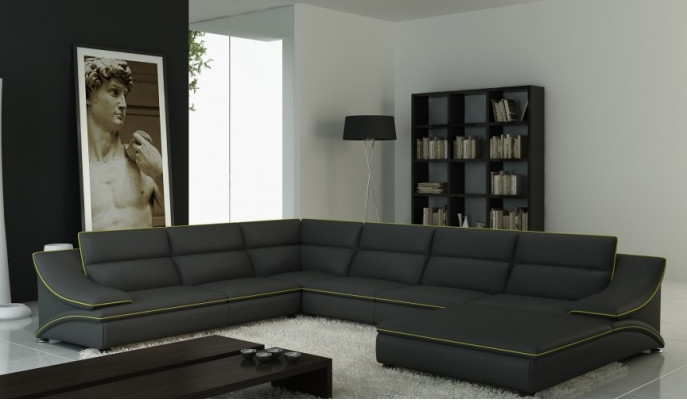 Corner sofa with USB Leather sofa Living landscape Couch Seat Corner Suite U-shape EltmannG