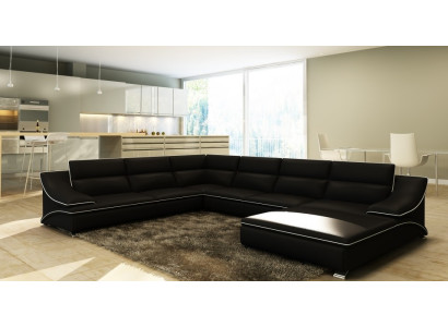 Corner sofa USB Leather sofa Living landscape Couch Seat Corner Suite U-shape EltmannS new