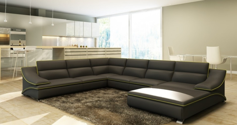 Corner sofa USB Leather sofa Living landscape Couch Seat Corner Suite U-shape EltmannS new