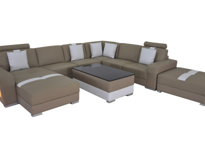 Corner sofa U shaped couch seat cushion Corner Leather Modern designer couches + USB