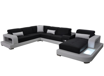 Modern Seat Upholstery Living landscape Living room Couch Upholstery Corner USB + Light
