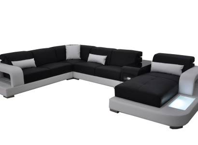 Modern Seat Upholstery Living landscape Living room Couch Upholstery Corner USB + Light