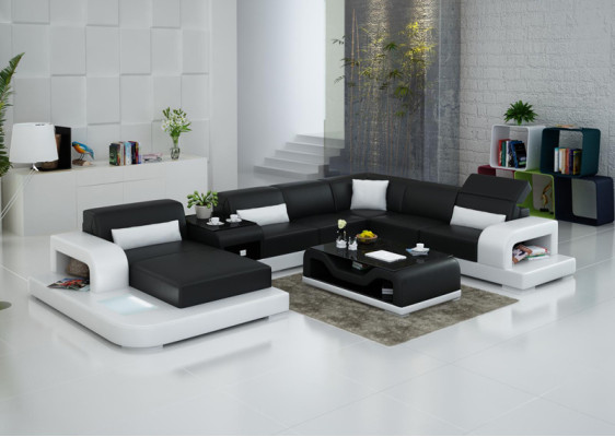 Modern Seat Upholstery Living landscape Living room Couch Upholstery Corner USB + Light