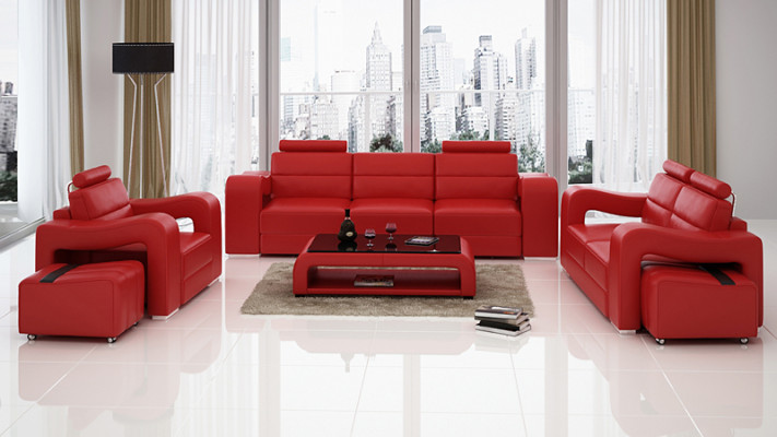 Suite Leather Sofa with USB Upholstery Couches Sofas Luxury new Living landscape 3+2+1