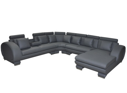 Corner Leather Sofa +USB Couch Upholstery Seat Living landscape Design XXL U-shape Suite