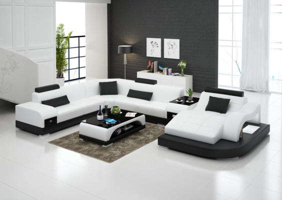 Leather Corner Sofa Corner Living landscape Suite Design Modern Couch Sofas U-shape +USB