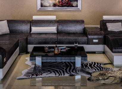 Crocodile Style Leather Stylish Designer Luxury Living landscape Couches Corner sofa new