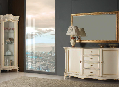 Living room Display case Wardrobe Chest of drawers Italy Mirror Classic s Set 3pcs White new