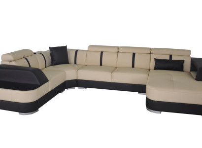 Living landscape Designer Sofa with USB Big Upholstery Leather Sofas Corner Seat Black