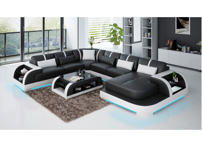Modern leather sofa couch living landscape design corner sofa corner suite sofa light USB