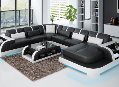 Modern leather sofa couch living landscape design corner sofa corner suite sofa light USB