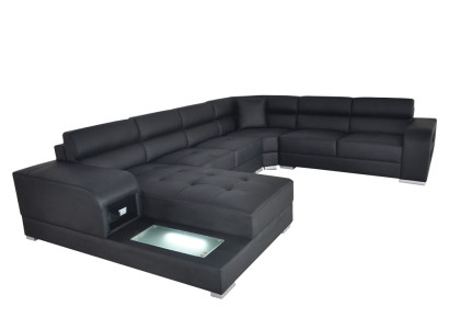 Leather Sofa Couch Living landscape Design Suite Modern Corner Sofa U-shape with USB