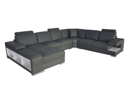 Living room Sofa Couch Leather Upholstery Corner Seat Suite U-shape Living landscape +USB