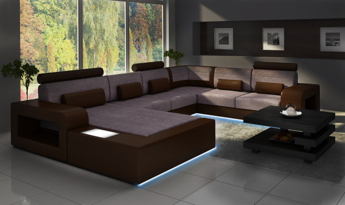 Living landscape Sofa with USB,Sofa set Fabric Textile Leather Sofa with lighting