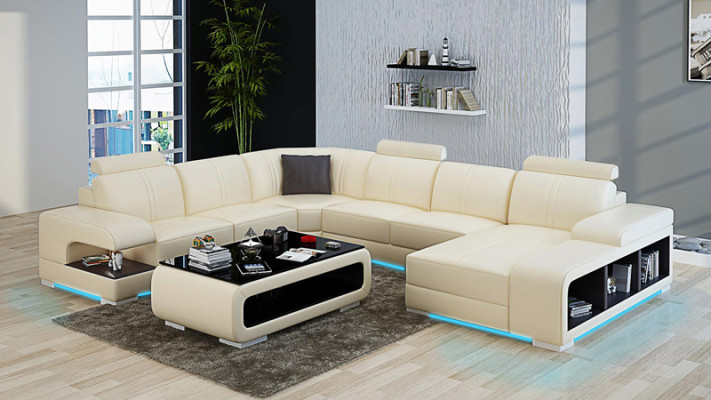 Leather sofa Couch Living landscape Suite Design Modern Corner Sofa U-shape new G8028
