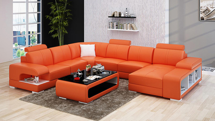 Leather sofa Couch Living landscape Suite Design Modern Corner Sofa U-shape new G8028