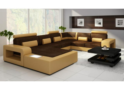 Sofa Sofa set Fabric Textile Leather Sofa with lighting Living landscape Couch !