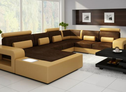 Sofa Sofa set Fabric Textile Leather Sofa with lighting Living landscape Couch !
