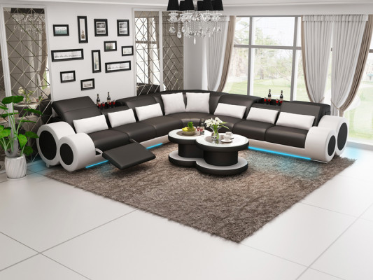 Leather sofa Couch Living landscape Corner sofa Corner Suite Design Modern Sofa G8035C