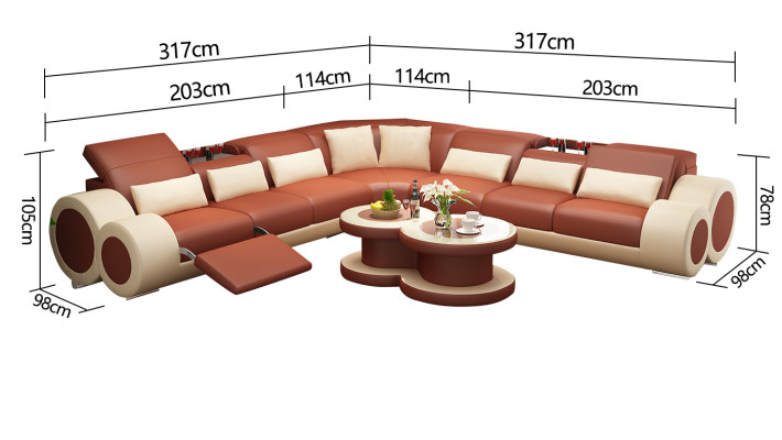 Leather sofa Couch Living landscape Corner sofa Corner Suite Design Modern Sofa G8035C