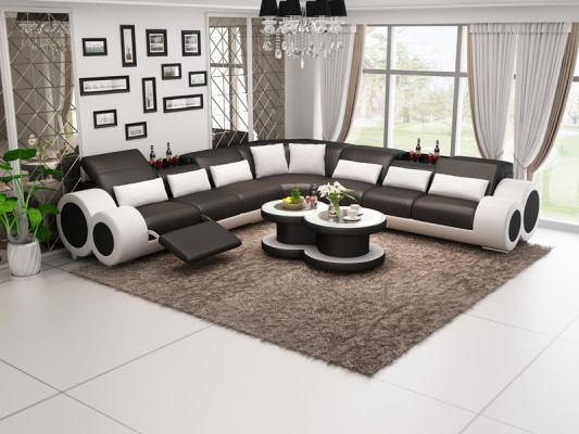 Leather sofa Couch Living landscape Corner sofa Corner Suite Design Modern Sofa G8035C
