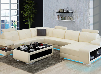 Leather sofa Modern Couch Living landscape Corner Corner sofa Decor Design Suite