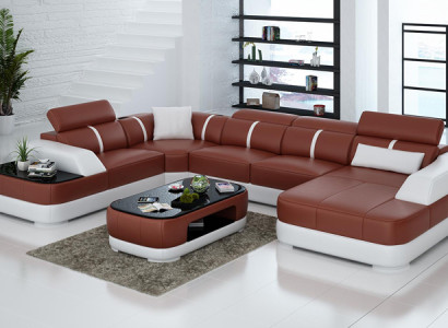 Leather Sofa Upholstery Seat Corner Sofa Suite Living landscape Living room Couch G8026