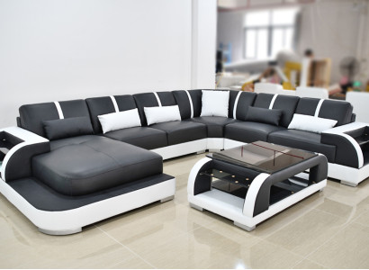 Sofa Couch Upholstery Corner Suite Fabric Sofas Leather Corner sofa U-shape Living landscape