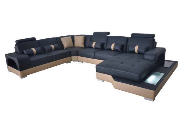 Leather Corner Sofa Living landscape Suite Design Modern Couch Sofas with USB LED new