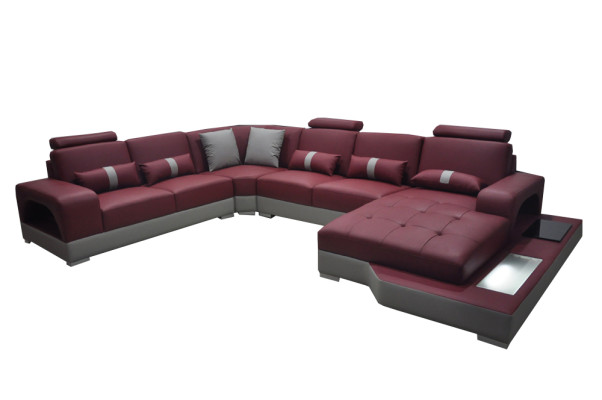 Leather Corner Sofa Living landscape Suite Design Modern Couch Sofas with USB LED new