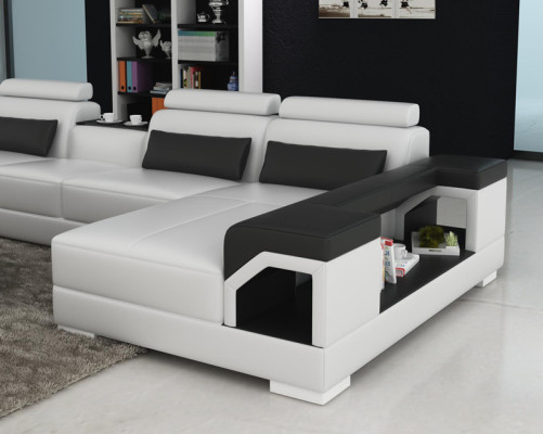 Leather sofa Couch Living landscape Corner sofa Corner Suite Design Modern Sofa with USB