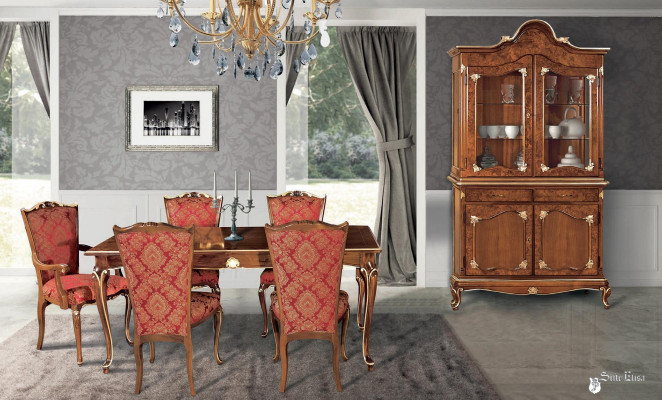 Italian dining room table + 6x armchairs chair dining set dining set 7 pieces.