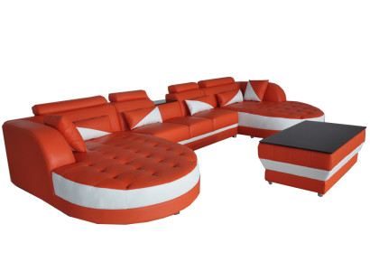 Modern Leather Sofa Corner sofa Upholstery Living room Corner sofa U-shape Living landscape USB